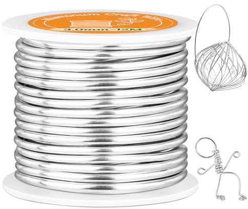 VynyQoo 3mm Basteldraht, 12M Biegbar Flexibel Silber Aluminiumdraht, Schmuckdraht, Silberdraht zum Basteln Für DIY-Skulpturen, Modellieren, Schmuckherstellung, Blumenbasteln Und Drahtweben