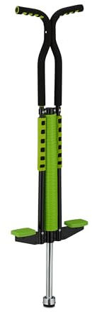 Relaxdays Pogo Stick, für Kinder, Springstock bis 60 kg, gepolststert, Sprungstab Outdoor, rutschfest, Edelstahl, grün