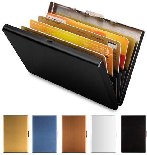 Vicloon Kartenetui Kreditkarten, 1 Stück RFID Blocking Kreditkartenhülle Kreditkarten aus Aluminium, Visitenkarten Etuis 6 Fächer, RFID & NFC Schutz Kreditkartenetui für Damen, Herren - Schwarz