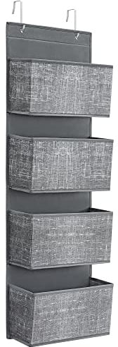 SONGMICS Hängeorganizer mit 4 Taschen, Hängeregal, Tür-Organizer | Kleiderschrank-Organizer, Schlafzimmer Wohnzimmer, grau meliert, 12 x 33,5 x 100 cm, TINA Kollektion RDH004G11