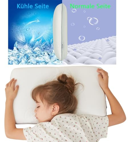SIKAINI Kinderkissen - Kühlender Stoff mit Bären-Print, Memory-Schaum, Ergonomisches Design, Atmungsaktiv, Ideal für Kinder von 3-8 Jahren