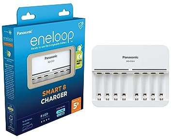 eneloop Smart Ladegerät, für 1-8 AA/AAA NI-MH Akkus, 5 Stunden Ladezeit, 9 Sicherheitsfunktionen