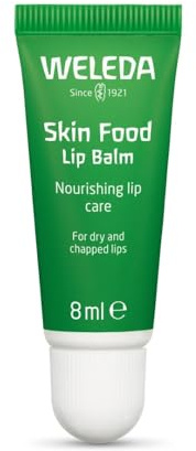 WELEDA Bio Skin Food Lip Butter Lippenpflege - Naturkosmetik Pflege Lippenbalsam Soforthilfe für spröde & trockene Lippen. Nachhaltiger Lippenstift mit Bienenwachs, Lanolin & Sonnenblumen Öl (1x 8ml)