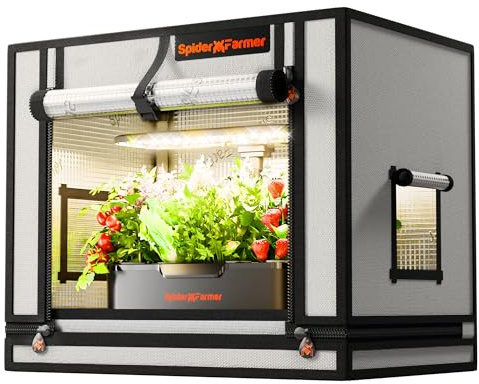 Spider Farmer Kleines Growzelt 60x40x50 cm für Aerogarden, mit Roll-up-Tür, abnehmbarem Bodenblech, 2000D Mylar-Gewebe, für SmartG12 Hydroponisches Anzuchtsystem Hydroponik-Innenanbau
