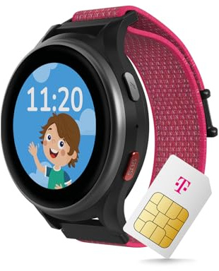 ANIO 6 Smartwatch für Kinder, GPS und Telefonfunktion, Dt. Hersteller, Datenschutz und -Telefonsupport, Lange AKKU-Laufzeit, SOS, Telekom SIM-Karte 30€ Amazon-Gutschein nach Registrierung (Hibiscus)