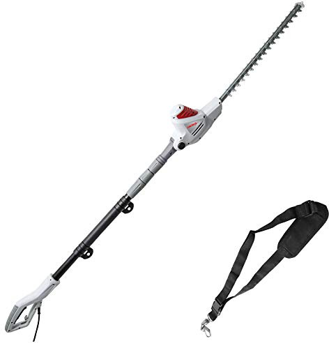 IKRA Elektro Teleskop Heckenschere ITHS 600, Schnittlänge 51cm, Schnittstärke 20mm, Schnittwinkelverstellung, inkl. Schultergurt
