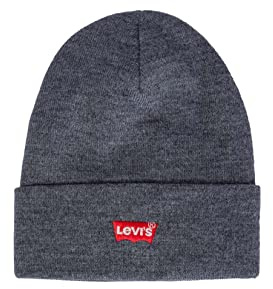Levi's Herren Red Batwing Embroidered Slouchy Beanie Strickmütze, Grau (Regular Grey 55), One Size (Herstellergröße: UN)