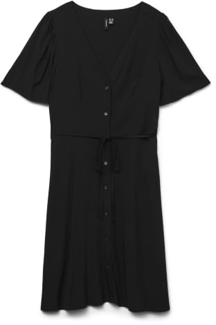 VERO MODA Damen Viskose Mini-Kleid Kurzarmkleid VMAlba 10292845 Black S