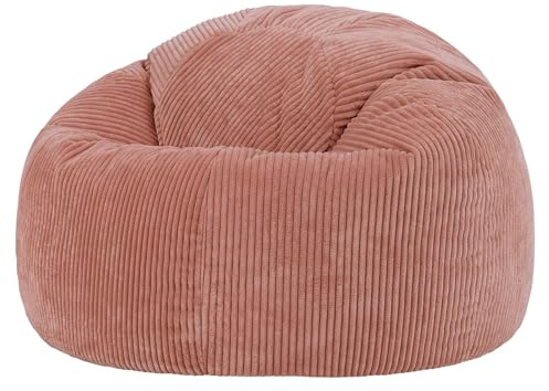 Icon Kingston Sitzsack Cord, Hellrosa, Sitzsack Erwachsene mit Füllung, Bean Bag, Cord Sessel, Lounge Sessel, Lounge Stuhl, Schlafzimmer, Wohnzimmer, Wohnzimmer Möbel