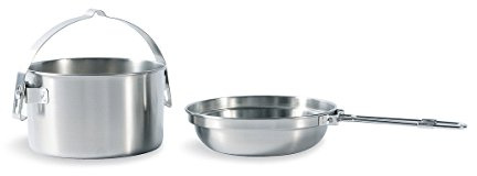 Tatonka Camping-Kochset Kettle 1,6 L - Topf und Pfanne aus Edelstahl - 1.6 Liter Volumen - Mit Henkel zum Aufhängen - Ø 17,5 x 11,5 cm