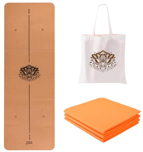 EKE Falt-Yogamatte, Faltbar, reise Leicht und Tragbar, Ideal für Yoga, Pilates, Fitness, Sport, Training, inklusive Canvas-Tragetasche