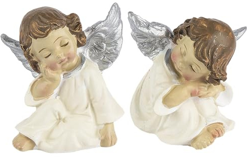 Ideen mit Herz Kleine Deko-Figuren Engel | Weihnachtsfiguren ideal zum Basteln oder als Tischdeko für Weihnachten | 2 Engel-Figuren | jeweils ca. 4,5 x 3,5 x 3 cm