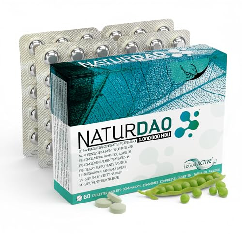 NATURDAO® DAO Enzym hochdosiert bei Histaminintoleranz - 1.000.000 HDU pro Tablette, 3.000.000 HDU pro Tagesdosis - DAO aus Erbsen, vegan - 60 DAO-Tabletten
