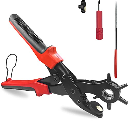Newaner 2-4.5MM lochgrößen lochzange für leder mit 6 fach locher, gürtel locher rund, scharfe revolverlochzange mit hebelübersetzung, für gürtel, karte, uhrenarmbänder, pappe, lederschuhe perforierte
