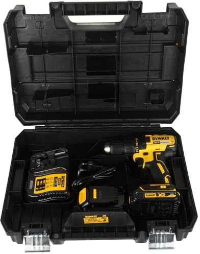 DEWALT Akku-Bohrschrauber (18V, 1.5 Ah, bürstenlos, mit Zwei-Gang-Vollmetallgetriebe, 15 Drehmomentstufen, inkl. zwei Akkus, System-Schnellladegerät und Tstak-Box) DCD777S2T
