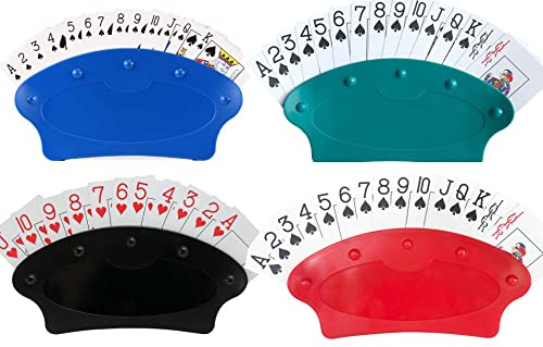 AMZMUKAUP 4 Kartenhalter, Poker Rack, Kunststoff, für Kartenspiele, Kinder, Behinderte, Erwachsene, Senioren