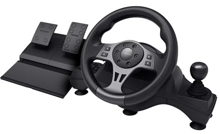 Trust GXT 289 Movi Gaming Lenkrad PC, Xbox Series X/S, PS4, Nintendo Switch, Racing Wheel mit Pedalen, Schaltwippen, Schalthebel, Vibrationsfeedback, Sim Racing Farming Simulator / F1 / Gran Turismo
