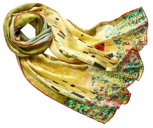 Prettystern - 160cm langer Seidenschal, Kunstdruck Gustav Klimt, Seide
