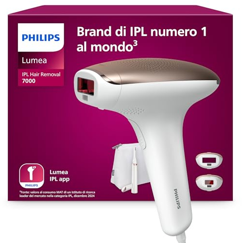 Philips Lumea IPL 7000 Series - IPL Geräte Haarentfernung für bis zu 18 Monaten seidig-glatte Haut¹ mit 2 Aufsätzen für Körper & Gesicht, Alternative zur Laser-Haarentfernung (BRI921/00)