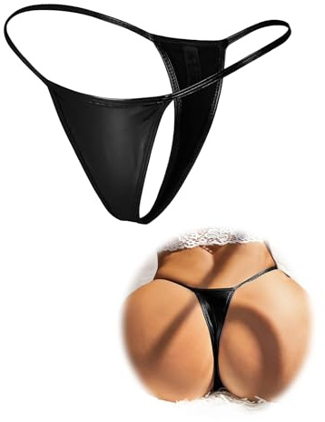 ohmydear Mini G String Tanga Damen 1/2/3er Pack Kunstleder Micro Bikini | Niedrige Taille Unterwäsche für Frauen, Sexy Thongs T-Back Unterhosen Große Größen für Beach Nachtclubs Party, Mehrfarben