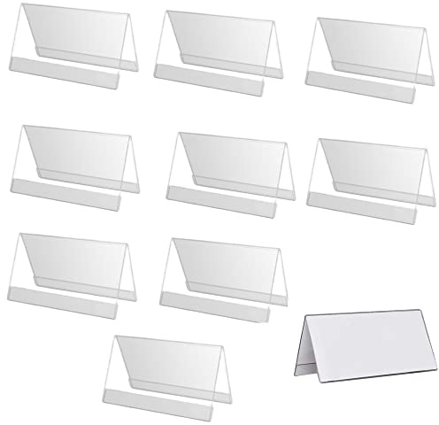 Naisfei 10 StückPreisschild Hinweisschild Dachform,Tischaufsteller Schräg Visitenkarten-Display für Büro Shop Supermarkt Werbeaktionen Restaurants Transparent( 9x6 cm)