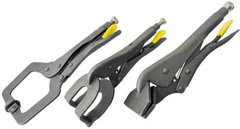 WELDINGER Gripzangenset Eco 3-teilig Breitmaulzange, C-Grip-Zange, 2-Punkt-Zange Klemmzange Schweißzange