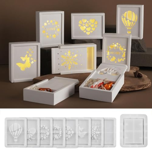Silikonformen Gießformen Geschenkbox, 9 Stück Silikonform Geldgeschenke Gießformen Silikon Ostern Gips Zum Gießen Silikonform Ostern Hase Gießform Geschenkbox mit Liebe Silikonformen Frühling
