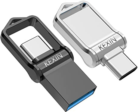 KEXIN USB C Stick 64GB 2er Pack,2-in-1 USB 3.0 Speicherstick OTG Flash Laufwerk, Wasserdichter Metall Memory Stick für PC,Auto,Laptop,Notebook,Typ-C Smartphone