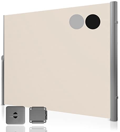 Fianu® Seitenmarkise ausziehbar 200x300 cm Aluminium Sichtschutz Terrasse Senkrechtmarkise außen Windschutz Balkon Trennwand Garten Standmarkise (Beige)