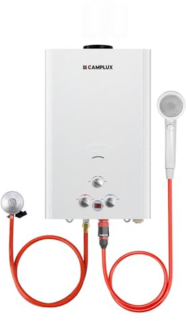 CAMPLUX BW422 16 Liter Gasdurchlauferhitzer, Tankless Gasdusche im Freien, Propangas (37mbar) / Butangas (28-30mbar), für Campingdusche/Wohnmobilausflug/Waschpferd