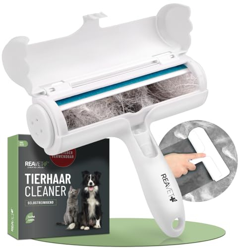 ReaVET Tierhaarentferner Fusselrolle, Fusselrolle für Hundehaare und Katzenhaare Wiederverwendbar, Fusselbürste für Tierhaar, für Sofa, Bett, Teppich, Kratzbaum