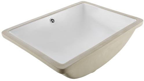 VEVOR Unterbauwaschbecken Handwaschbecken 515 x 385 mm rechteckiges Spülbecken aus Keramik mit Überlaufloch, moderne Unterbauspüle Küchenspüle für kleine Räume, Badezimmerwaschbecken Weiß