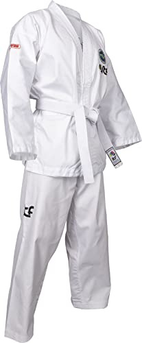 TOP TEN Taekwond-Do Dobok „Kyong“ (ITF approved) - weiss, Gr. 160 cm, Jacke mit Klettverschluss