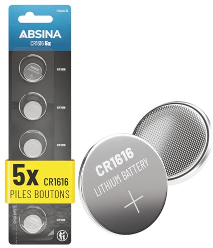 ABSINA 5X CR1616 3V Lithium Knopfzelle - Batterie CR 1616 auslaufsicher & Lange Haltbarkeit - CR1616 Batterie