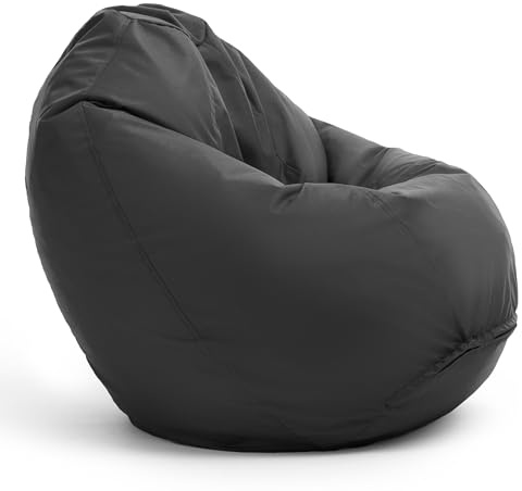 Bruni Sitzsack Classico L in Grau – XXL Sitzsack für Erwachsene mit Innensack, Abnehmbarer Bezug, lebensmittelechte EPS-Perlen als Bean-Bag-Füllung, aus Deutschland