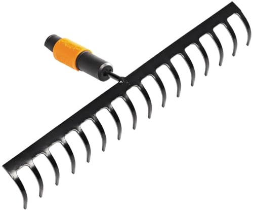 Fiskars Rechen mit 16 Zinken, Werkzeugkopf, Breite: 40 cm, Gehärtete Stahlzinken, Schwarz/Orange, QuikFit, 1000654