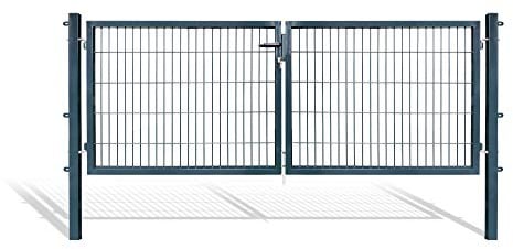 Doppelflügeltore für Stabmattenzaun, grün oder anthrazit, verschiedene Höhen wählbar - inklusive Pfosten und passenden Anschlussstücken (Doppeltor H 100 x B 300 cm, anthrazit)