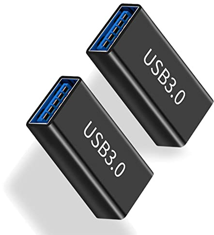 iJiZuo 2-Pack USB 3.0 Coupler USB Female to Female Adapter Gender Changer, USB 3.0 Female to Type A Female 3.0 Cable Coupler, for Connecting Two USB Male Ends Cord, Extension Connector