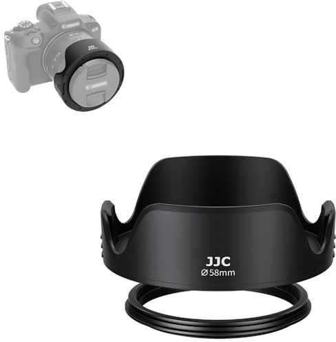 58mm Gegenlichtblende, JJC Tulip Flower Lens Hood Kompatibel mit Canon EOS 4000D, 2000D, 1300D, 750D, 700D, 850D, 800D, 90D, 80D mit EF-S 18-55 mm f/3.5-5.6 is STM Objektiv-Kit, umkehrbares Design