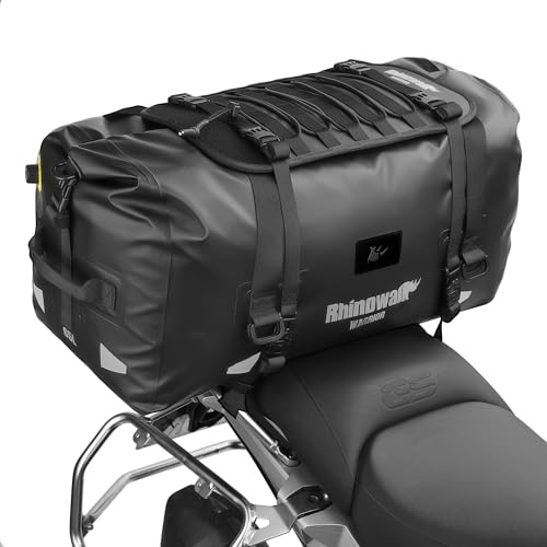 Rhinowalk Motorrad Hecktasche, wasserdichtes Duffle Trockenbeutel Motorrad-Reisegepäck mit großem Stauraum für Camping, Bootfahren, Bycycle, 60L-Black