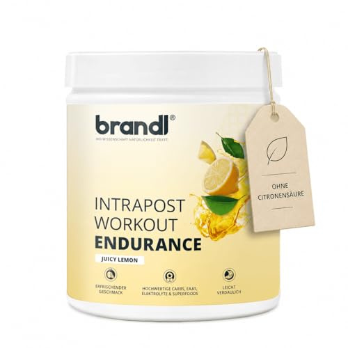 Sport all-in-One Ausdauer-Drink Endurance - hochwertige Elektrolyte, Kohlenhydrate, EAAs & Superfoods - Isotonisches Getränkepulver lemon by brandl® - Electrolytes, Eiweiß - 600g Intrapost Workout