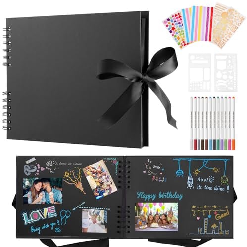 Fotoalbum Zum Selbstgestalten, 80 Schwarze Seiten Scrapbook Fotoalben, Diy Fotoalbum Selbst Gestalten, Groß Zum Einkleben, Für Baby Und Valentinstag Geburtstagsgeschenk