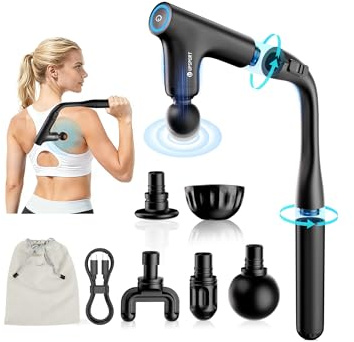 UPSPORT Massagepistole,Muskel Percussion Massagegerät mit Turbo-Beating-Modus,Geräuscharm Massage Gun/Pistole mit Verlängerungs Griff,Tragbar Faszienpistole für Rücken,Schulter,Körper,Entspannung