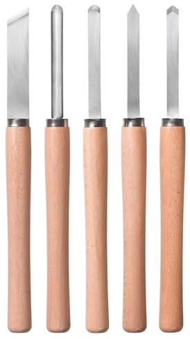 Original Einhell 5-tlg. Drechselbeitelsatz (Drechseleisen-Set für Drechselmaschinen, 5 gängige Drechselbeitel im Set, aus massivem Stahl)