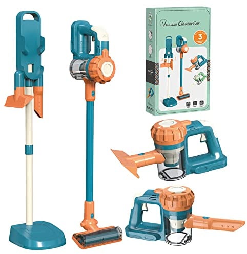BAYMI 3-in-1 Kinderstaubsauger, Spielzeug Staubsauger für Kinder ab 3 Jahren, Spielzeugstaubsauger mit echter Saugleistung für Realistisches Spielen (Blau)
