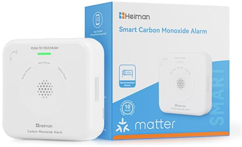 Heiman Smarter Kohlenmonoxid Melder Matter Over Thread (Hub Erforderlich) - CO Melder für SmartThings & Home Assistant, EN 50291, Austauschbare Batterie, 10 Jahre Sensor, 85dB, HS-725ES-M