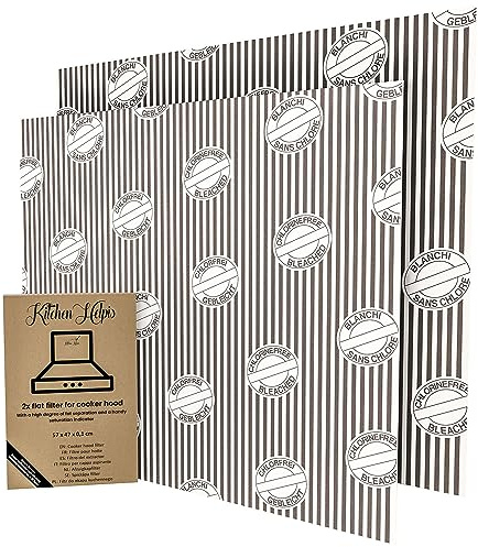 Kitchen Helpis® 2X Dunstabzugshaube Flachfilter, 57x54cm, 1mm dick, Universal zuschneidbar, mit Sättigungsanzeige, starke Filterleistung, 100% kompostierbar, Abzugshaube Filter