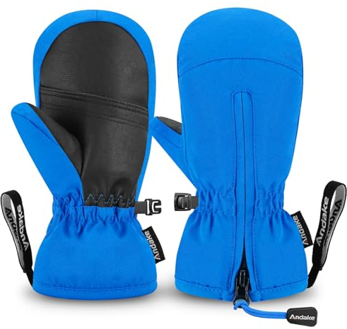 Andake Kinderhandschuhe,Warme Winterhandschuhe Wasserdicht Winddicht Handschuhe für Skifahren, Spielen, Outdoor-Aktivitäten, Jungen und Mädchen (Blau-kurz,XXXS(ca.2-4 Jahre)