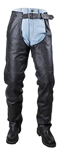 GARGOYLE BELLS Premium Motorrad Leder Chaps Herren Damen Echtleder Reißverschluss Cowboy Motorrad Chaps