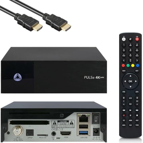 AB PULSe 4K Mini SE UHD Satelliten Receiver mit HDMI Kabel, Multiboot Funktion mit E2 Linux OS, DVB-S2X Sat Tuner, Ultra HD 4K Auflösung mit HDR10-Unterstützung, CI, CA, MicroSD-Slot, LAN